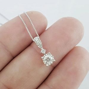 Diamond Necklace, Midas 14k White Gold Diamond Necklace, 18" Gold Box Chain
